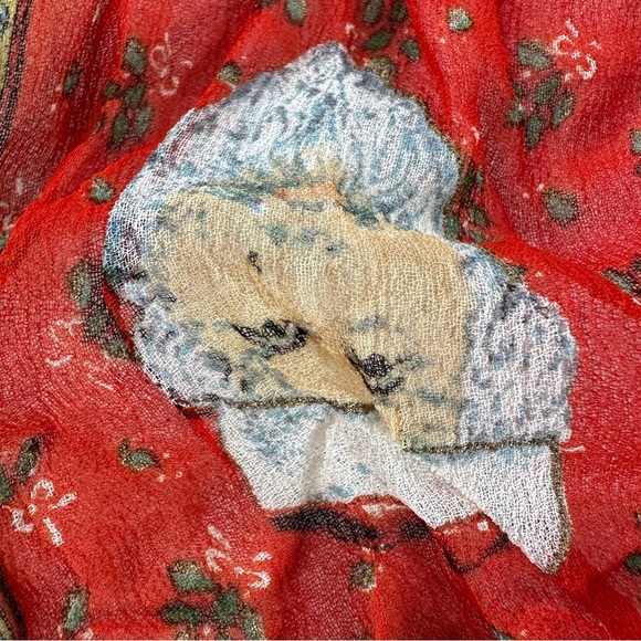 Vintage ATG All That Glitters Elegant Red/Black Santa Claus Women's Scarf 57”L - Picture 2 of 14